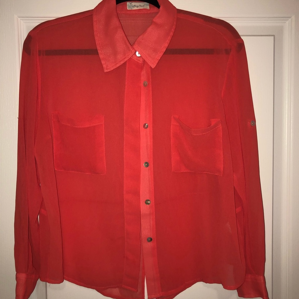 Coral button up shirt